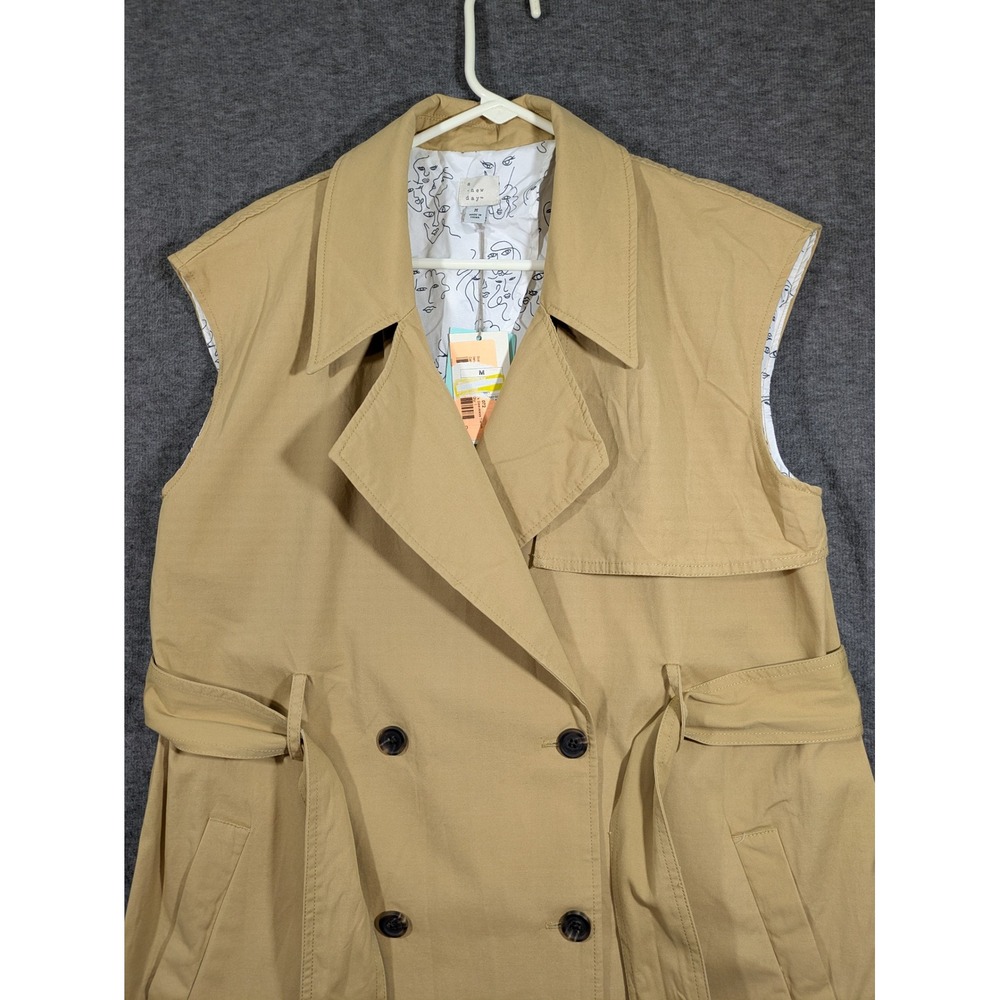 A New Day Women's Beige Tan Sleeveless Trench coat Safari Dress Size M NWT - Picture 2 of 6
